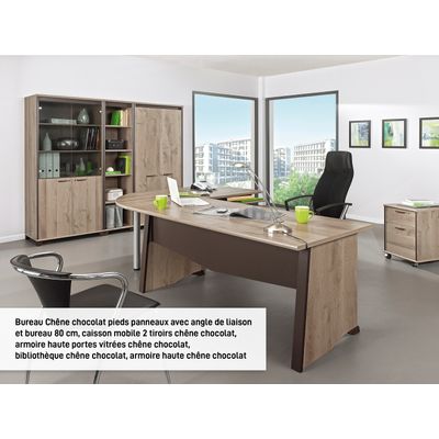 3483600874306-Bureau MAMBO - 140 cm - Pieds panneaux - imitation Chêne Sonoma/noir--2