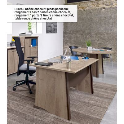 3483600874306-Bureau MAMBO - 140 cm - Pieds panneaux - imitation Chêne Sonoma/noir--1