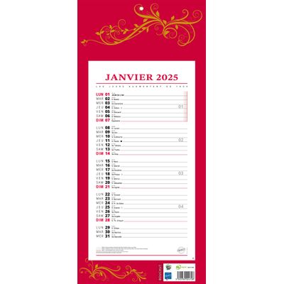 3592930026993-Calendrier bloc mensuel à feuillets année civile BOUCHUT "411 Rouge" 19 x 42 cm 70 %--0