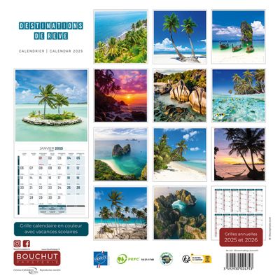 3592930027044-Calendrier illustré BOUCHUT 30 x 30 cm DESTINATIONS DE REVE 70 %--2