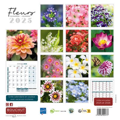 3592930027068-Calendrier illustré BOUCHUT 30 x 30 cm FLEURS 70 %--2