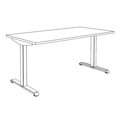 3253310159990-Bureau LEVEL - Bureau éléctrique - L140 - pied blanc - plateau Imitation hêtre--4