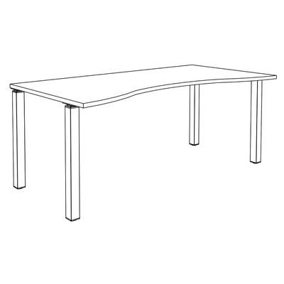 3253310153950-Bureau vague symétrique EXPRIM - L180 cm - Plateau imitation Chêne clair - Pieds carbone--4