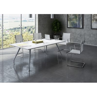 2012349514825-Table de réunion PLAZA - L160 x H72 x P90 - Pieds métal - Plateau blanc--1