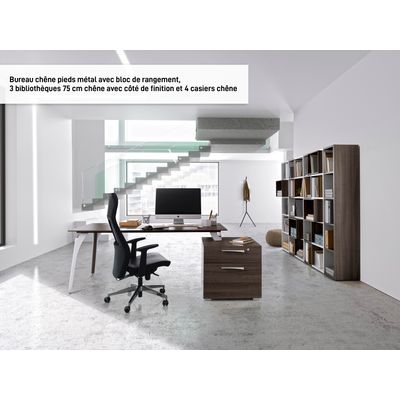 3483600647320-Bureau XENON - 190 cm - Pieds métal - Chêne royal--1