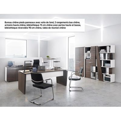 3483600647313-Bureau XENON - 190 cm - Pieds panneaux - Chêne royal--1