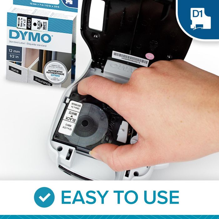 DYMO Ruban D1 Standard - noir/transparent 19 mm - 7 m - Ruban titreuse DYMO sur