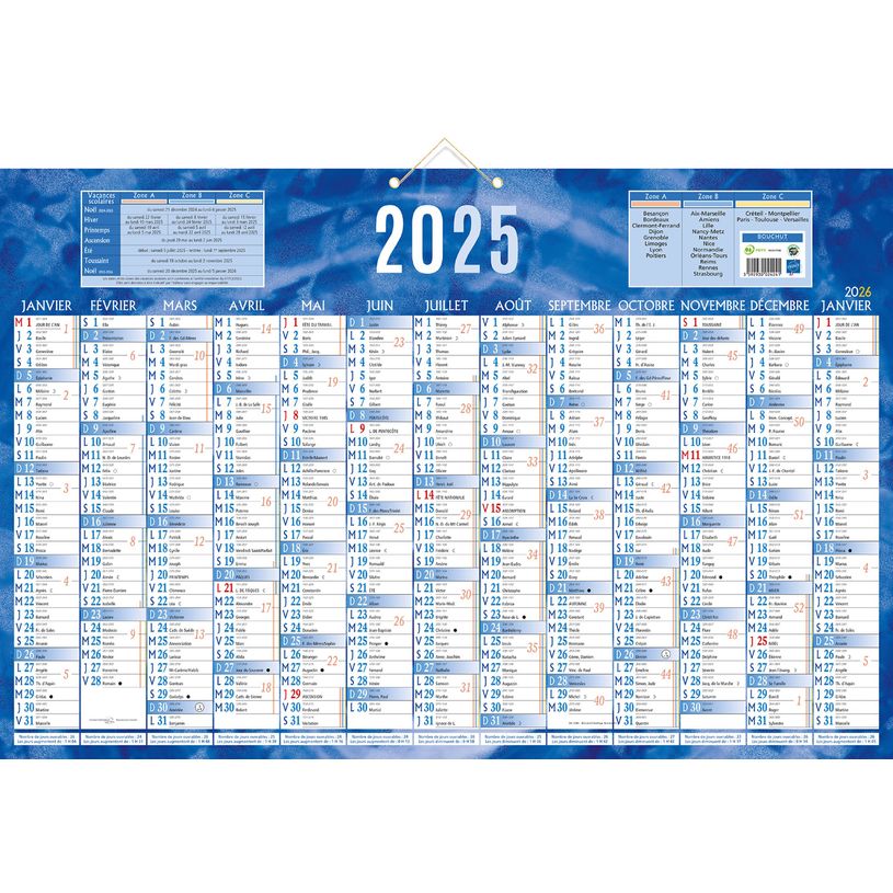 3592930026528-Calendrier bancaire année civile BOUCHUT "228 Bleu" 43 x 65 cm coloris bleu 70 %-P_2281_1-0