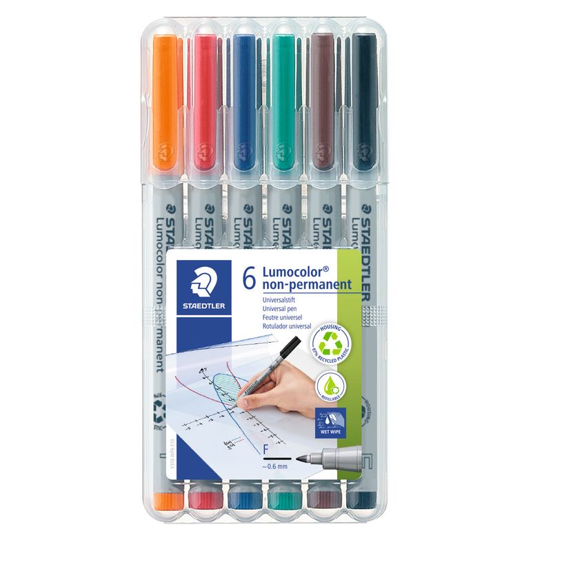 4007817323588-STAEDTLER LUMOCOLOR 316 - Pack de 6 marqueurs non permanents - pointe fine - couleurs assorties-P_3166_1-0