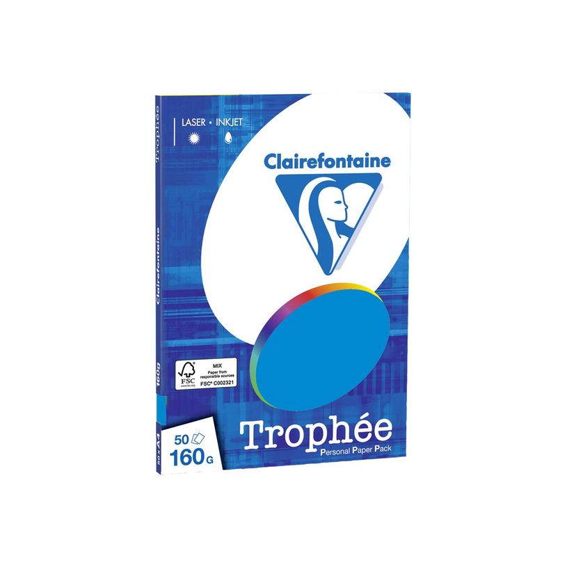 0400000041612-Clairefontaine Trophée - Papier couleur - A4 (210 x 297 mm) - 160 g/m² - Ramette de 50 feuill-P_4161_1-0