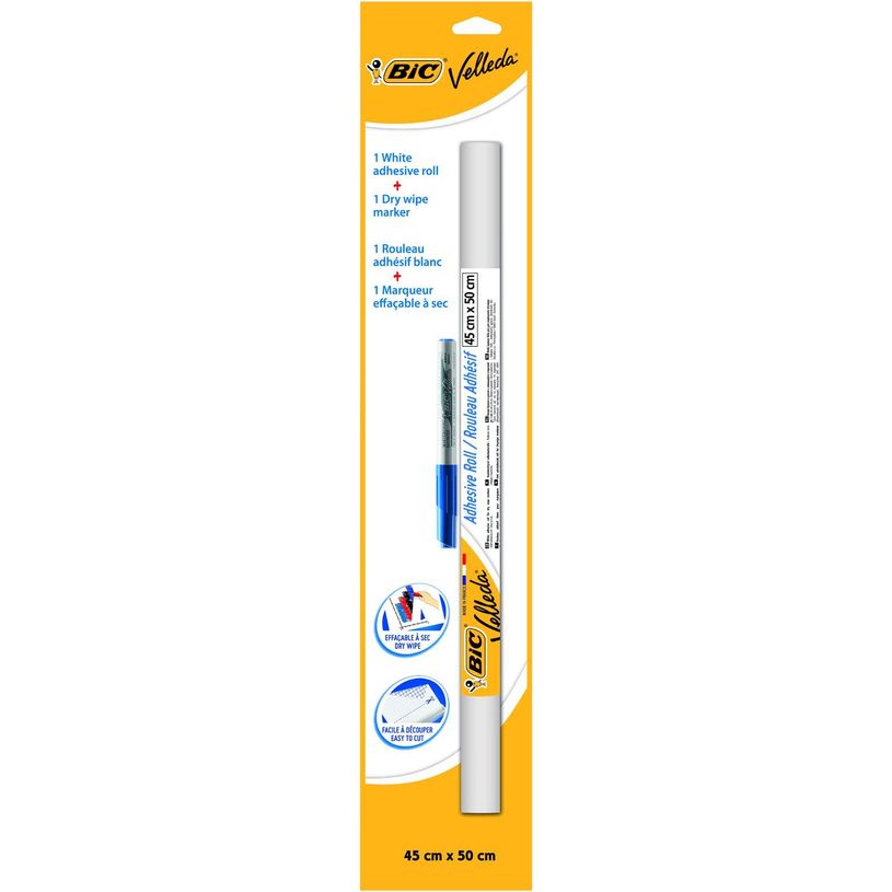 3086120045135-BIC Velleda - Surface effaçable à sec - rouleau adhésif - 45 x 50 cm - blanc-P_4513_1-0