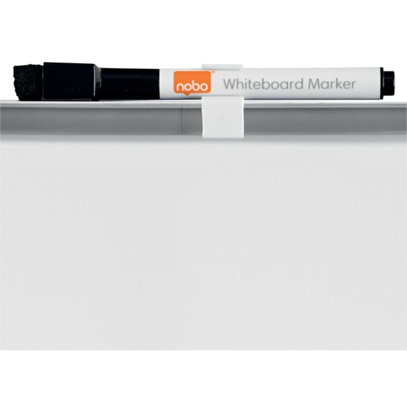 0034138080047-Nobo - Tableau blanc Slimline en acier laqué - 28 x 36 cm - magnétique - cadre gris-P_8004_4-3