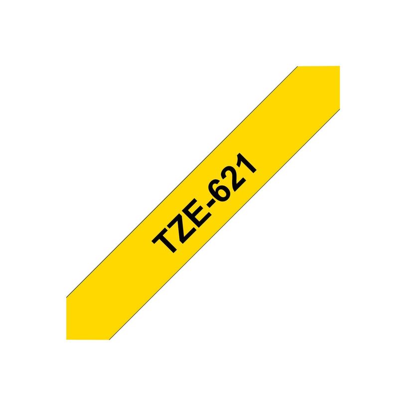 4977766052283-Brother TZe621 - Ruban d'étiquettes auto-adhésives - 1 rouleau (9 mm x 8 m) - fond jaune écr-P_9621_6-3