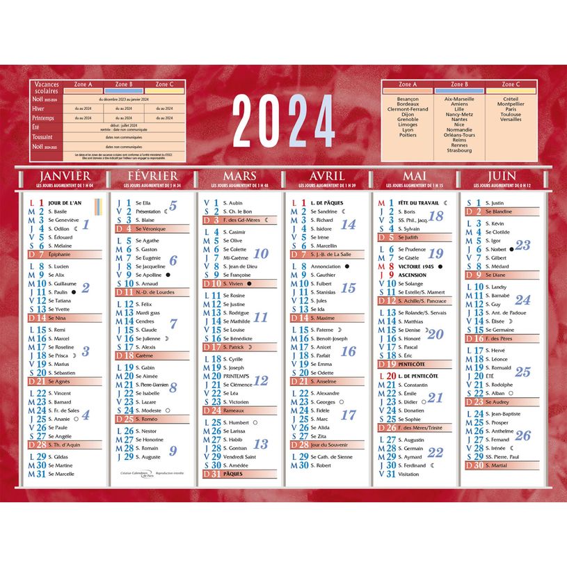 3592930019933-Bouchut 205 - Calendrier bancaire 6 mois par face - 13,5 x 17,5 cm - rouge-P_20501_1-0