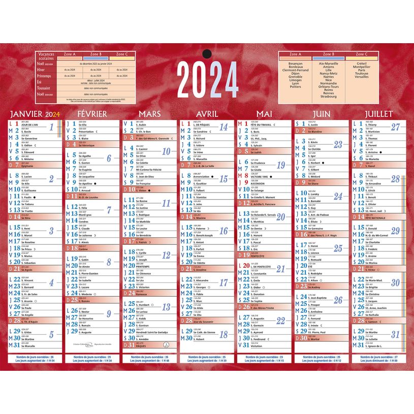 3592930026450-Bouchut 215 - Calendrier bancaire 7 mois par face - 21 x 26,5 cm - rouge-P_21501_1-0