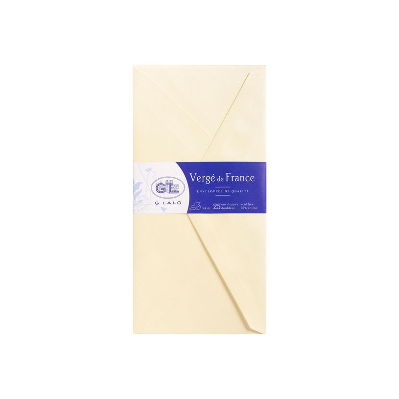 3140290227163-G.LALO Vergé de France - 25 enveloppes - 110x220 mm - Ivoire-P_22716_1-0