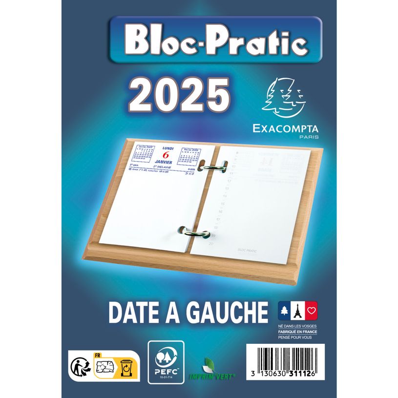 3130630311126-Bloc-Pratic - Bloc de bureau - date à gauche - Exacompta-P_31112_1-0