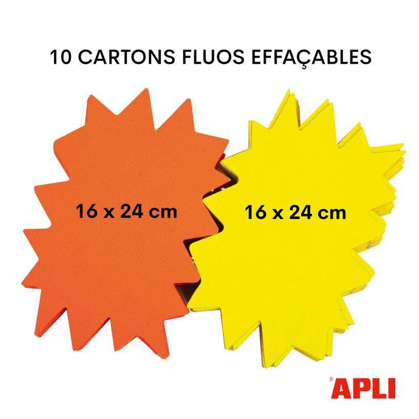 3270241139105-Apli Agipa - 10 éclatés fluo effaçables - jaune/orange - 16 x 24 cm--1