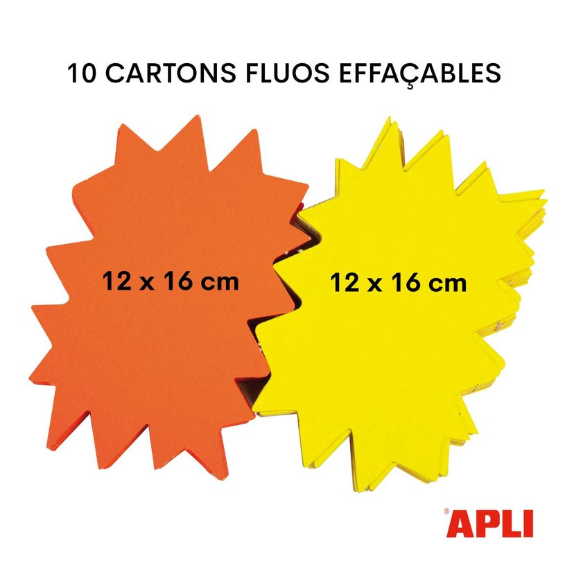 3270241169102-Apli Agipa - 10 éclatés fluo effaçables - jaune/orange - 12 x 16 cm--1