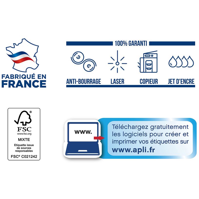 3270241190014-Apli Agipa - 2700 Étiquettes adhésives blanches multi-usages - 70 x 31 mm - coins droits - -P_119001_2-1