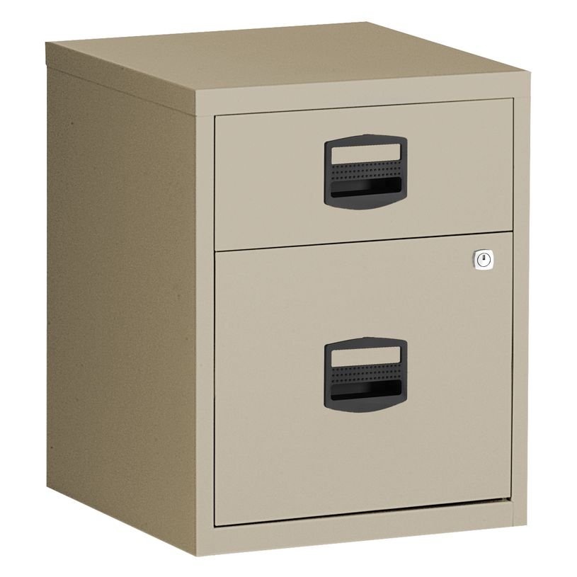 0000012120086-Caisson mobile métallique monobloc - H52 x L41 x P40 cm - 2 tiroirs - beige-P_1212008_2-0