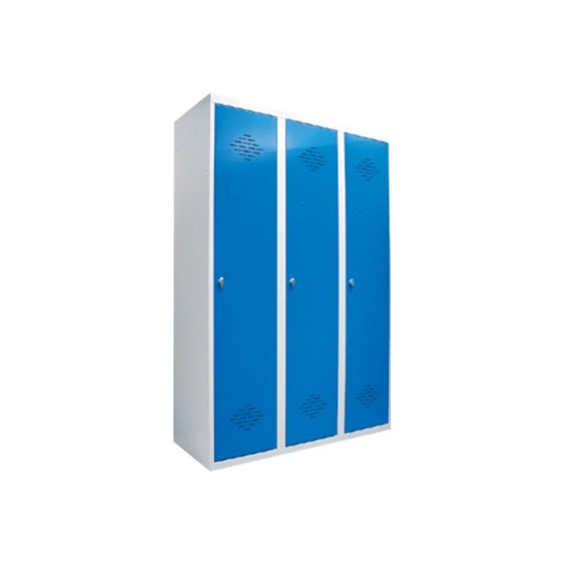 0000012200757-Vestiaire Industrie Salissante monobloc - 3 portes - H180 x L120 x P50 cm - gris/bleu-P_1220075_1-0