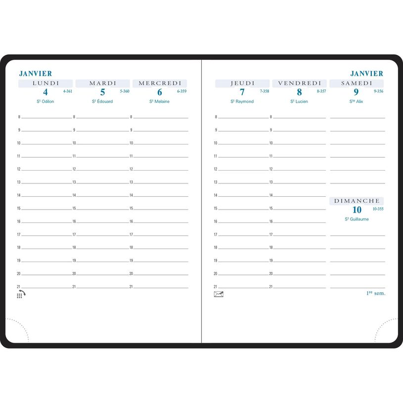3660942001830-Agenda de poche Barbara Horizons 13 - 1 semaine sur 2 pages - 9 x 13 cm - disponible dans différentes cou--3