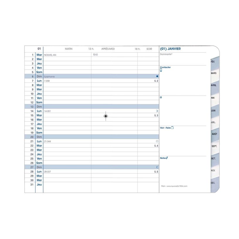 3371010129829-Agenda Impala Plain avec répertoire - 1 mois sur 1 page - 10 x 15 cm - disponible dans différentes cou--1