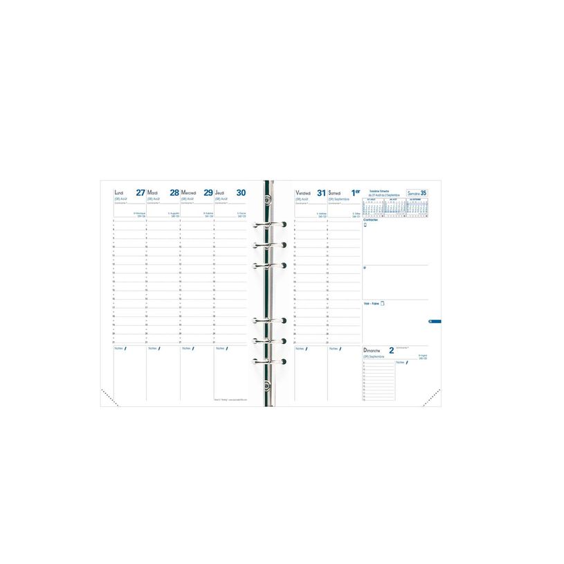 3371010118946-Recharge pour organiseur Timer 21 Planning - 1 semaine sur 2 pages - 15 x 21 cm - Quo Vadis--0