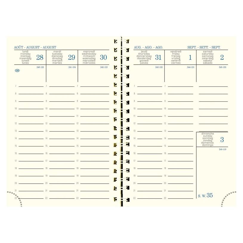 3660942009560-Agenda de poche spiralé Linicolor - 1 semaine sur 2 pages - 16 mois - 9 x 13 cm - disponible dans diff