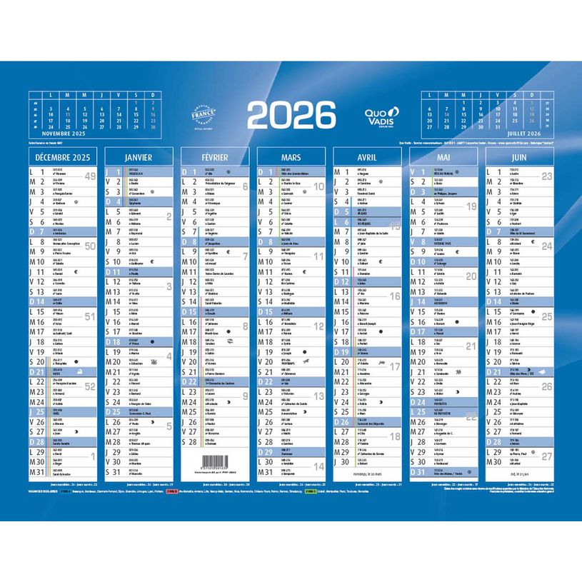 3371010201235-Quo Vadis - Calendrier bancaire 7 mois par face - 33,5 x 43 cm - bleu--0