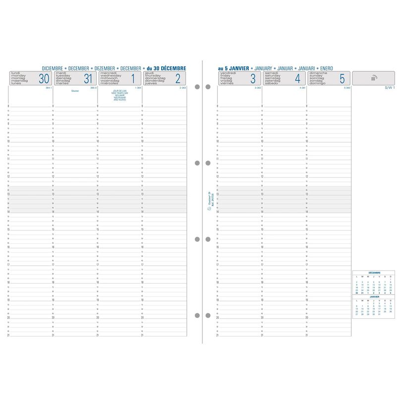 3660942001335-Exacompta Exatime 29 - Recharge pour organiseur - 1 semaine sur 2 pages 1/4H - 21 x 29,7 cm--0