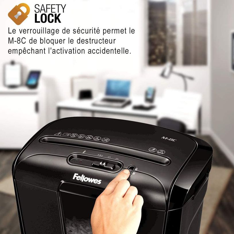 043859647422-Fellowes Powershred M-8C - destructeur de documents coupe croisée - 8 feuilles - Corbeill-P_300018456_11-1