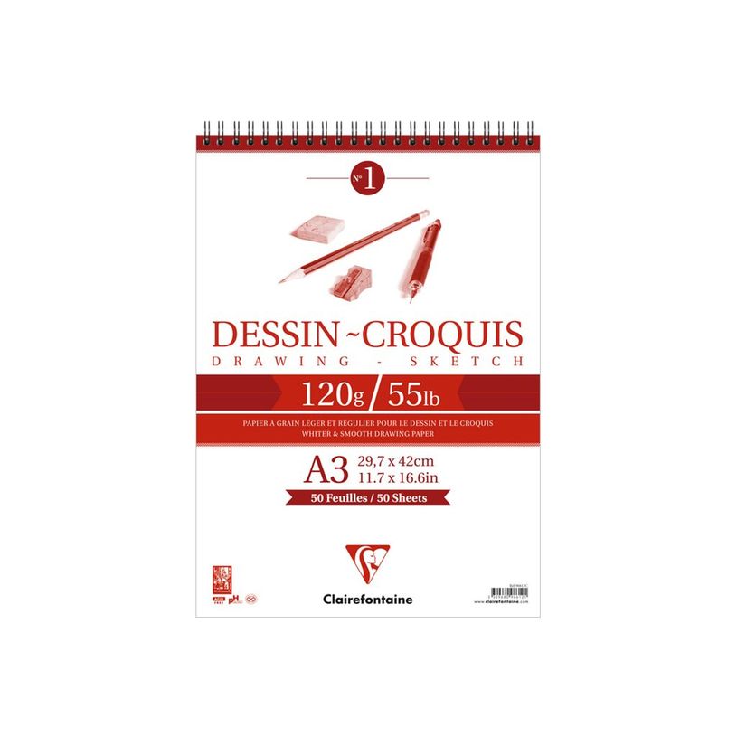 3329680966121-Clairefontaine Fine Arts - carnet d'esquisses - A3 - 100 feuilles-P_300025531_1-0
