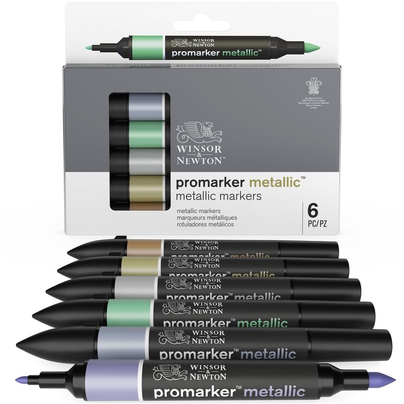 0884955070604-ProMarker Metallic - Pack de 6 marqueurs double pointe - coloris assortis - Winsor & Newto-P_300029981_3-0