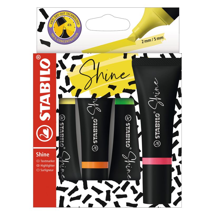 4006381550925-STABILO SHINE - Pack de 4 Surligneurs - couleurs assorties-P_300034747_1-0