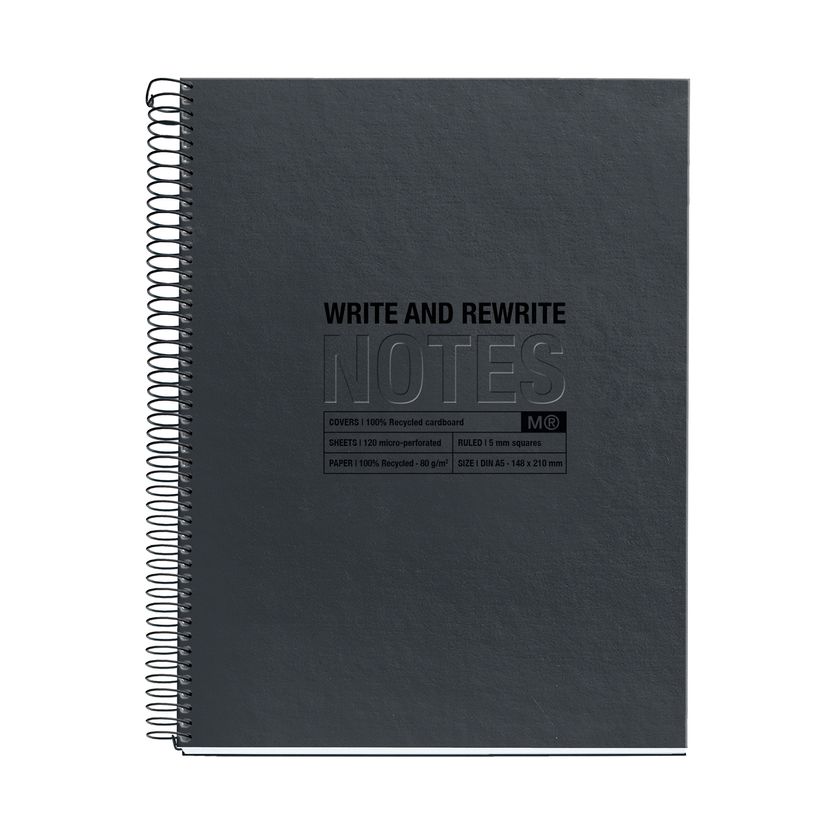 8422593060292-Notebook ECO DESIGN, Just Black, carton recyclé, A5, quadrillage 5x5 mm, 120 feuilles de 4 couleurs, M--0