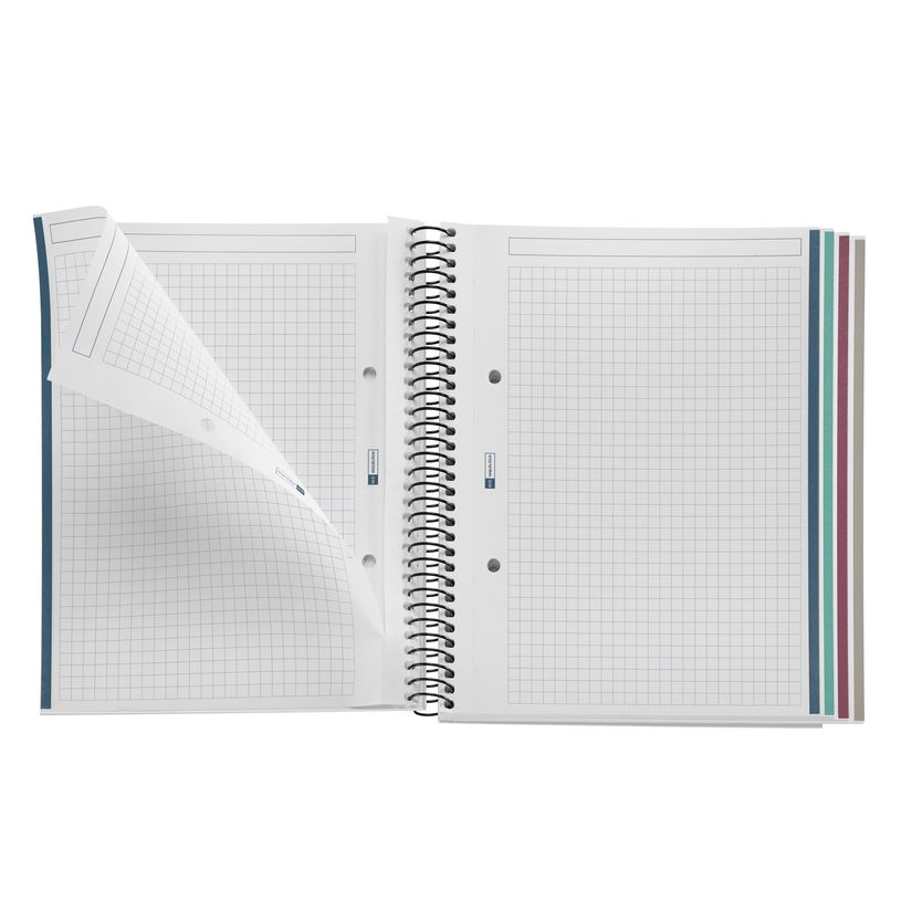 8422593060308-Notebook Miquelrius ECO DESIGN KRAFT, carton recyclé,  A5 quadrillage 5x5 mm,  120 feuilles de 4 coule--4