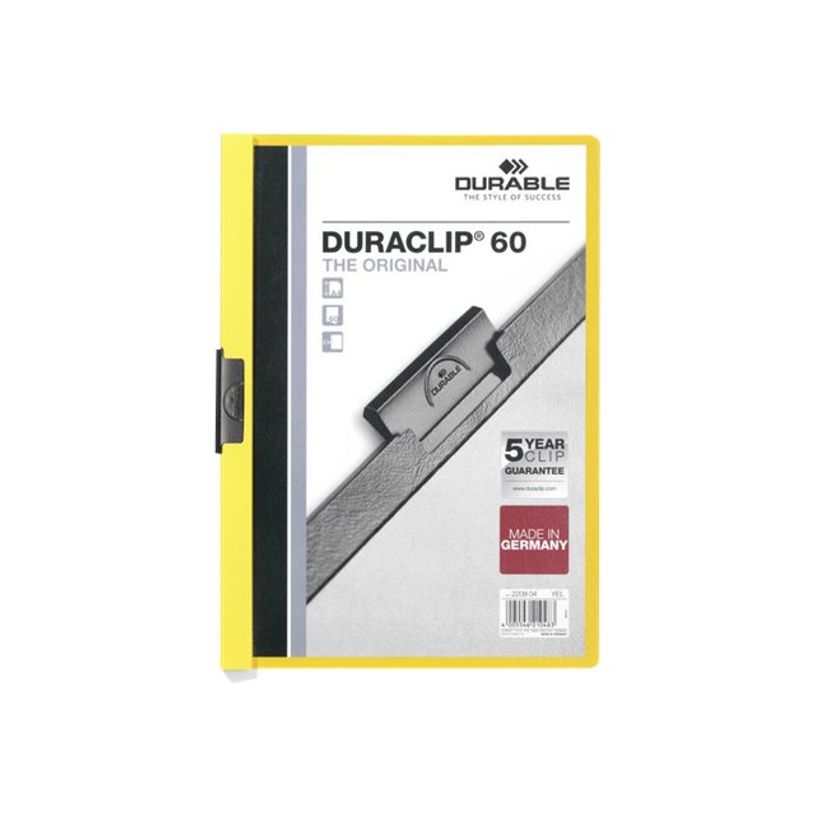 4005546210483-DURABLE DURACLIP 60 - Chemise à clip - pour A4 - capacité : 60 feuilles - jaune avec cou-P_300044251_1-0