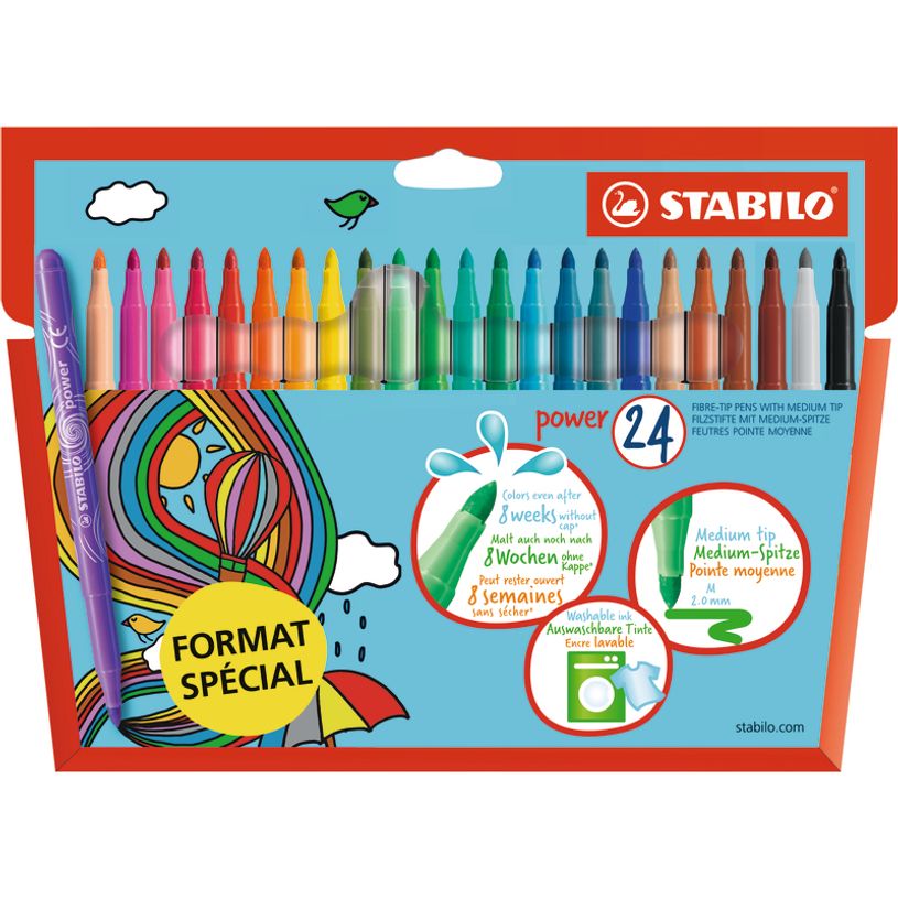 4006381520201-STABILO Power - 24 Feutres - pointe moyenne - couleurs assorties-P_300048951_1-0