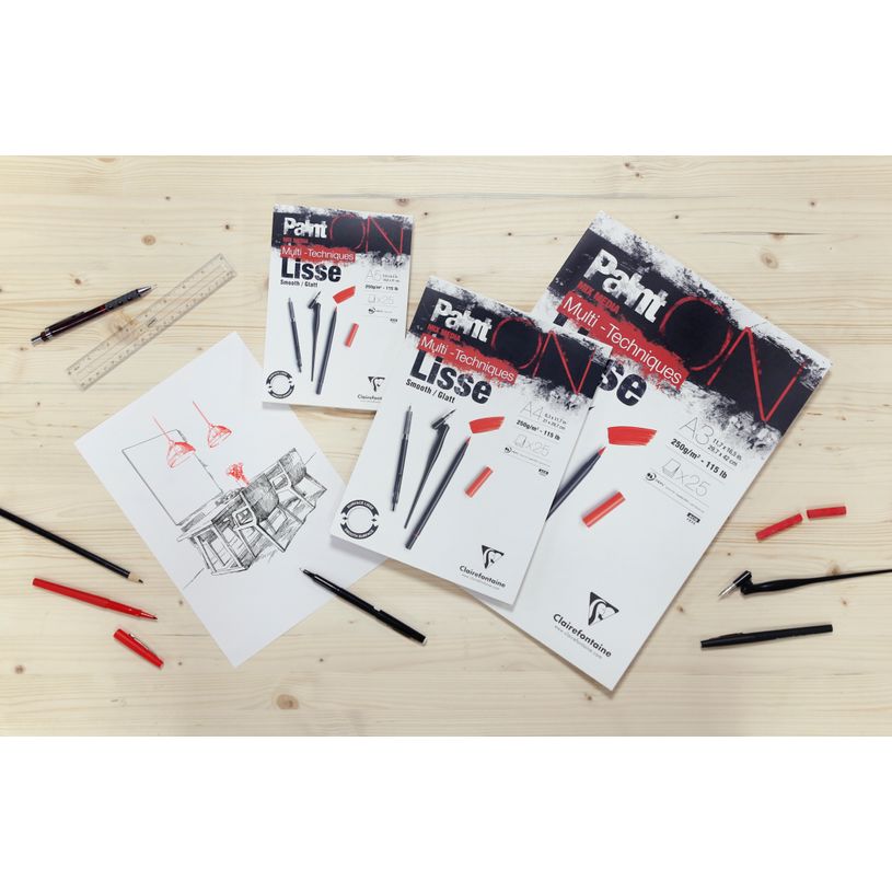 3329689757294-Clairefontaine - PaintON lisse - bloc encollé - A4 - 25 feuilles - 250g-P_300054017_2-1