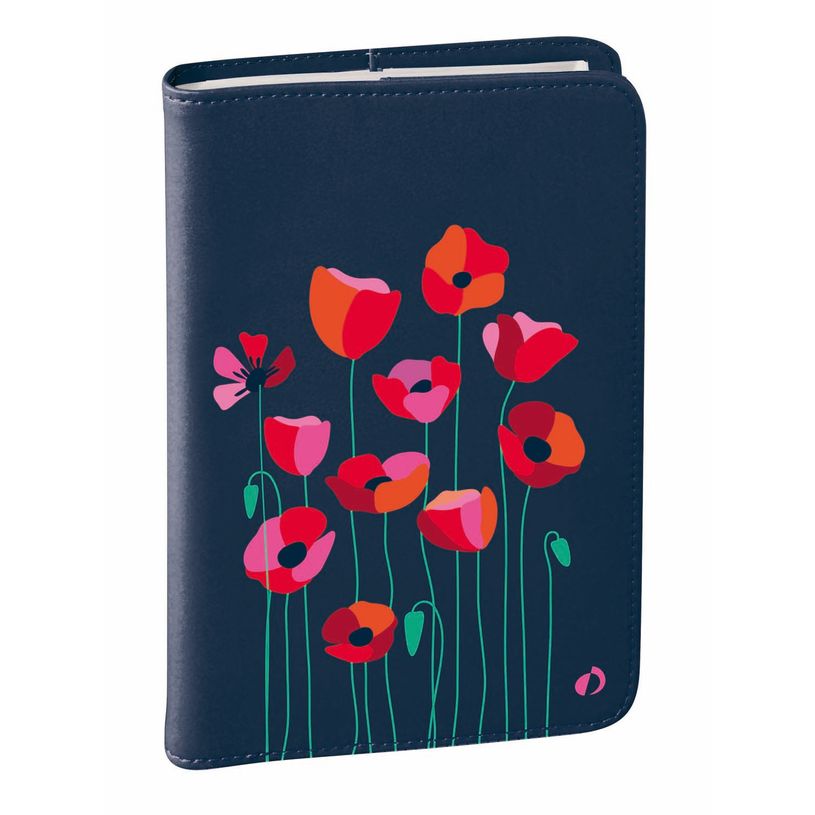 3371010460434-EUROTEXTAGENDA ML Bloom - Coquelicot bleu - 12x17 cm - Toile - Journalier - 12 mois de ao