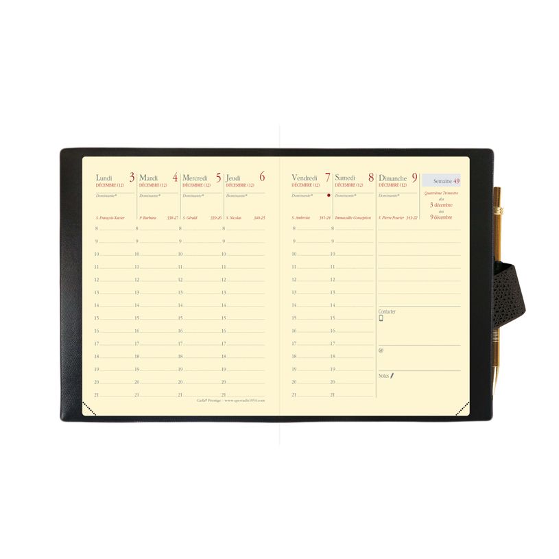 3371010139231-Agenda Impala Carla Prestige - 1 semaine sur 2 pages - 8 x 10,5 cm - noir - Quo Vadis-P_368372_4-1