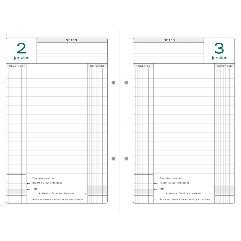 3130630389736-Recharge d'agenda Perpétuel de caisse - 1 jour par page - 16 x 24 cm - feuilles mobiles 2 trous - Exac--0