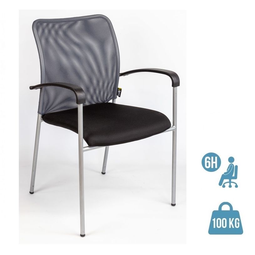 3700339883660-Chaise JULIA - avec accoudoirs - assise noire et dossier gris-P_400000342_1-0