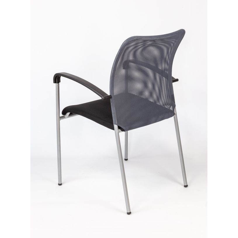 3700339883660-Chaise JULIA - avec accoudoirs - assise noire et dossier gris-P_400000342_5-4