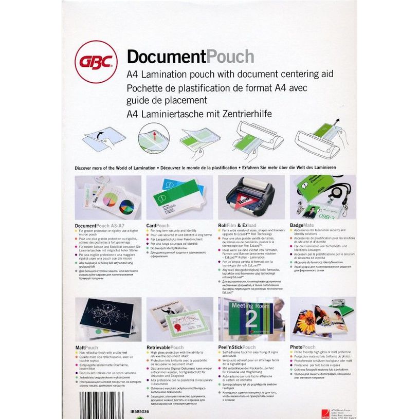 0013465585036-GBC - 100 pochettes de plastification A4 (216 x 303 mm) - 2 x 80 microns - brillantes-P_400001234_14-1