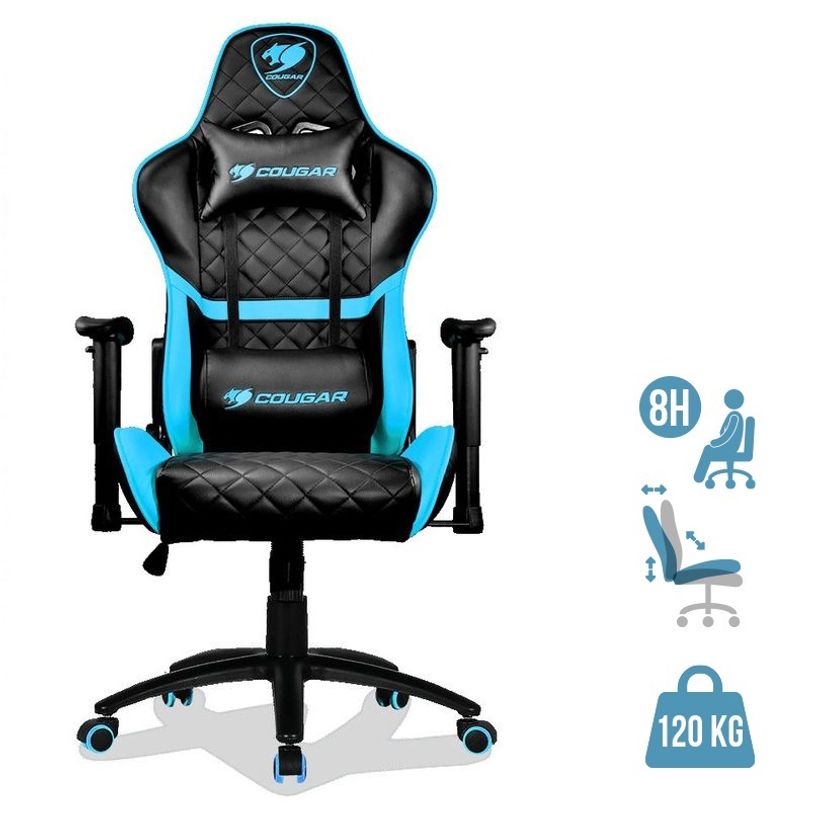 4715302442903-Fauteuil gamer ARMOR One - accoudoirs réglables - appui-tête intégré - noir et bleu-P_400001313_1-0