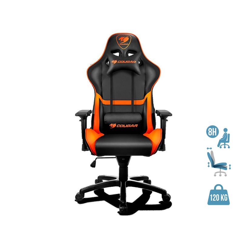 4715302448721-Fauteuil gamer ARMOR - accoudoirs réglables - Noir et orange-P_400001314_1-0