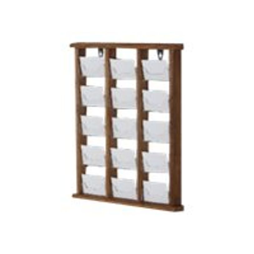 3660412028268-Promocome - Présentoir de cartes de visite mural - 3 x 5 compartiments - finition bois na-P_400001411_1-0